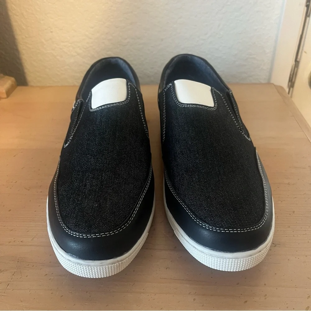 Marco‎ Vitale Men's Slip-On Denim Leather Sneakers | Size 12 | Black